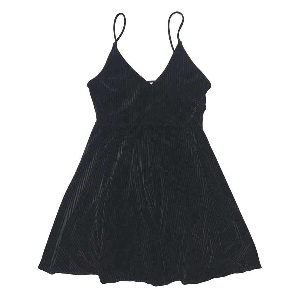 Forever 21 Velvet Ribbed Babydoll Dress Size M Coquette Ballet Dark Romantic Y2K